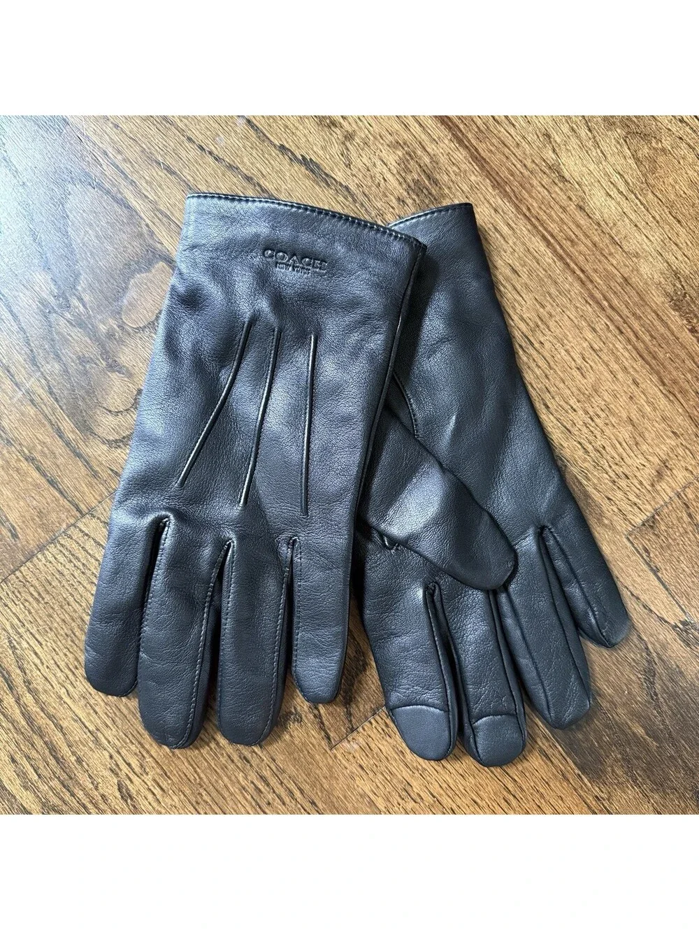 Coach Black Leather Gloves Women’s Large L Touchscreen Winter Cold Weather